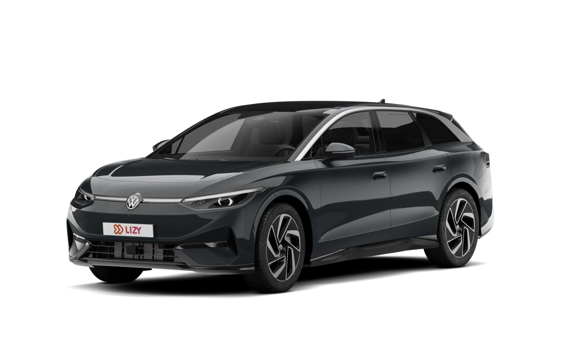 Donkergrijze Volkswagen ID.7 Tourer als ruime elektrische stationwagen
