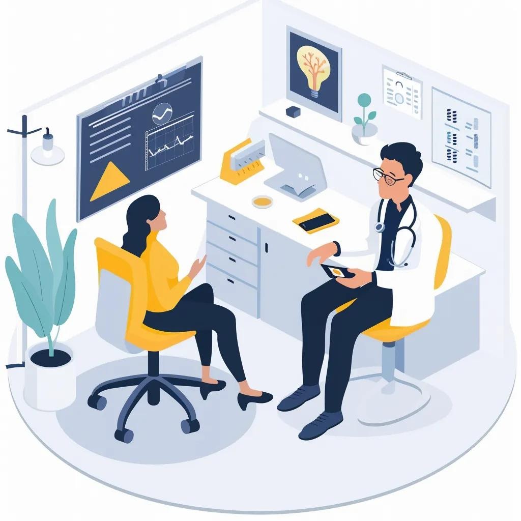 Practitioner discussing personalized health plans with a patient in a modern functional medicine clinic