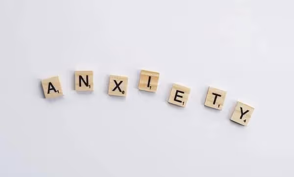 Anxiety spelled out with scrabble letters
