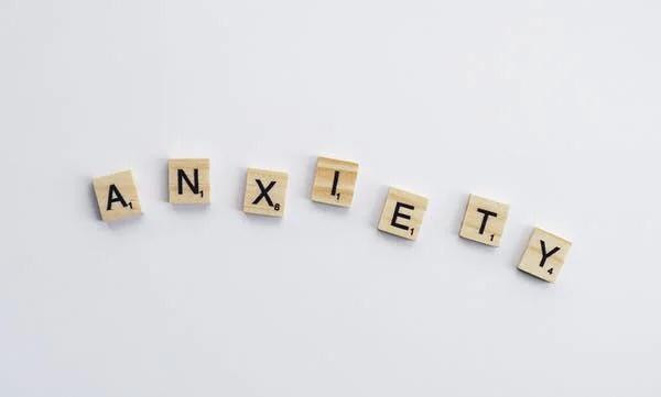 Anxiety spelled out with scrabble letters