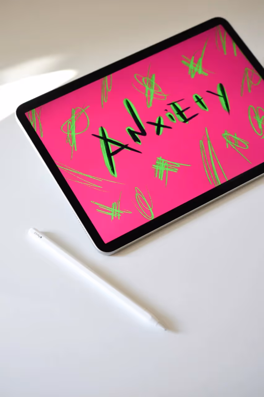 Anxiety written on an ipad screen