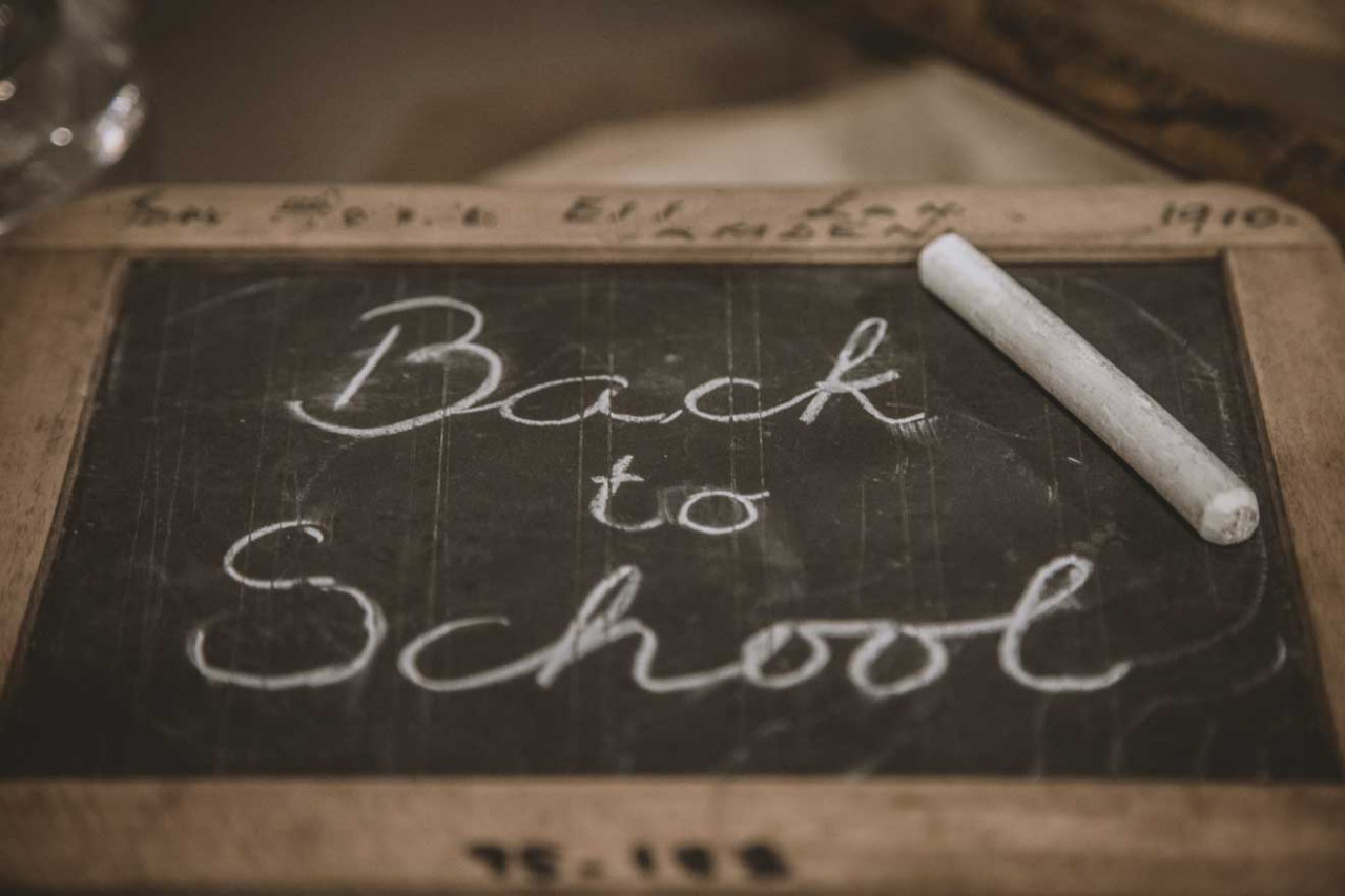 Back to school written out in chalk
