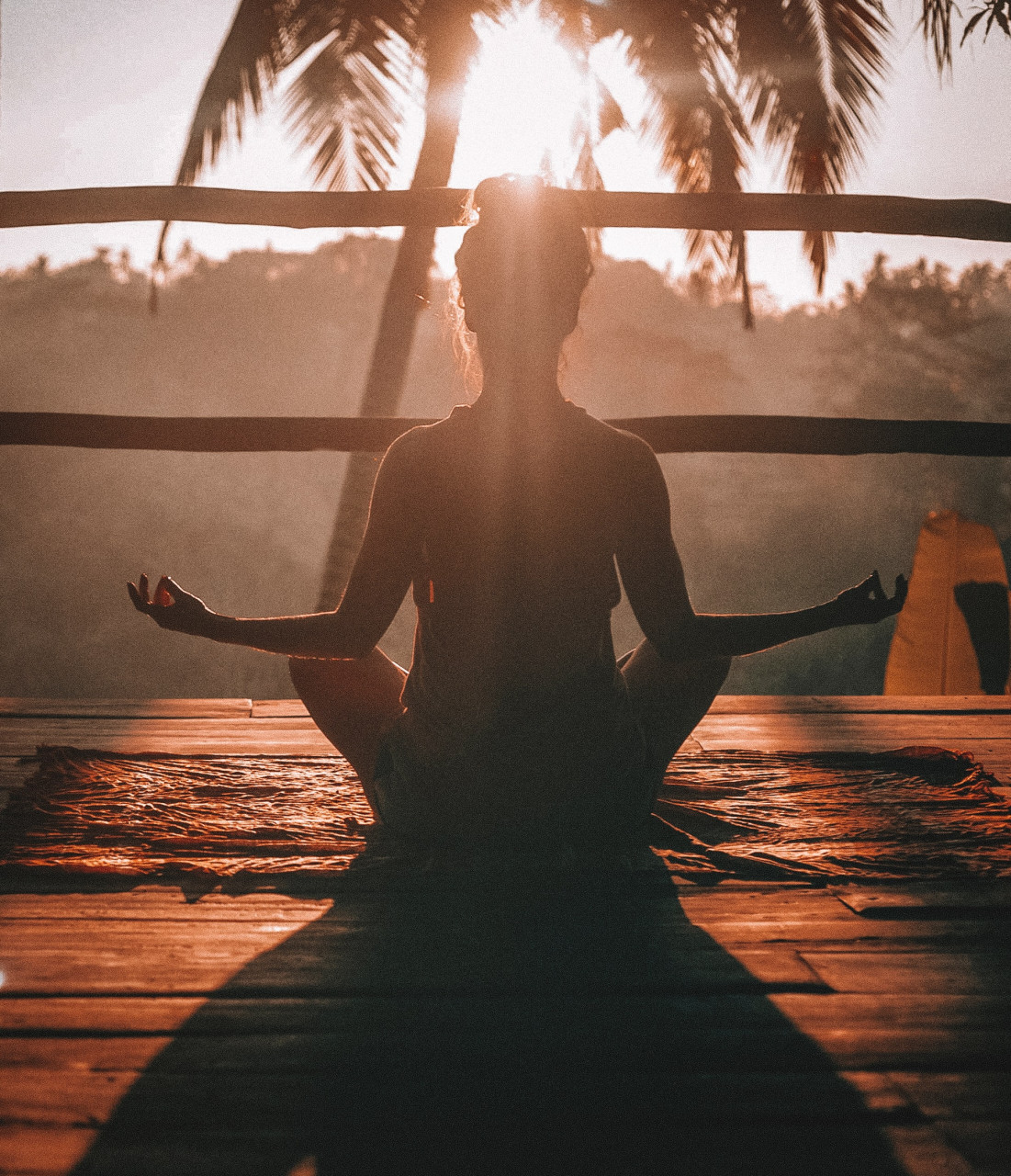 Woman outside meditating