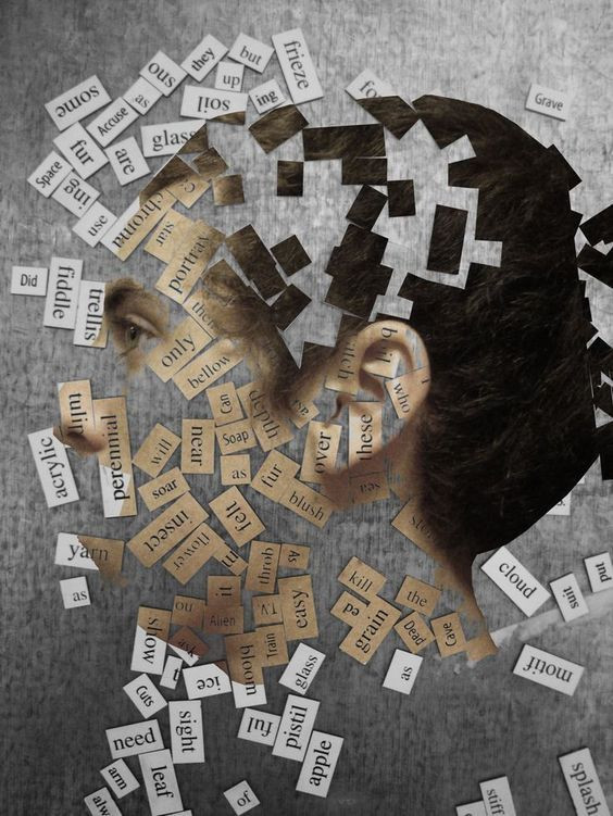 Scatter words that are created the head of a person