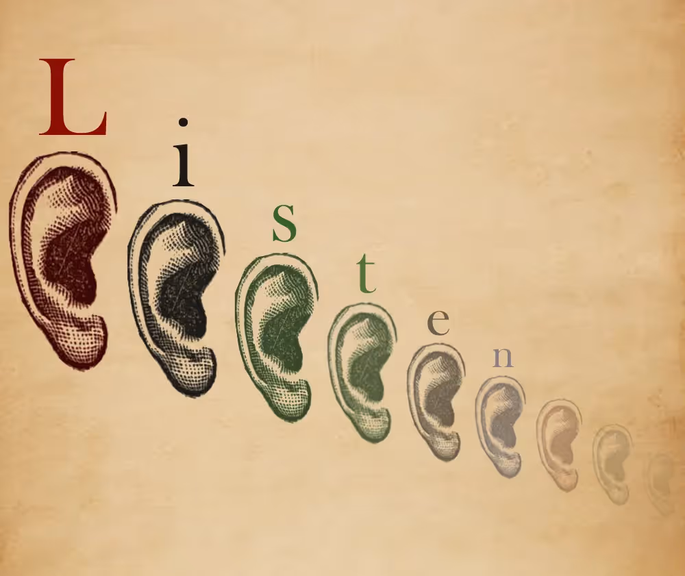 The word listen above ears