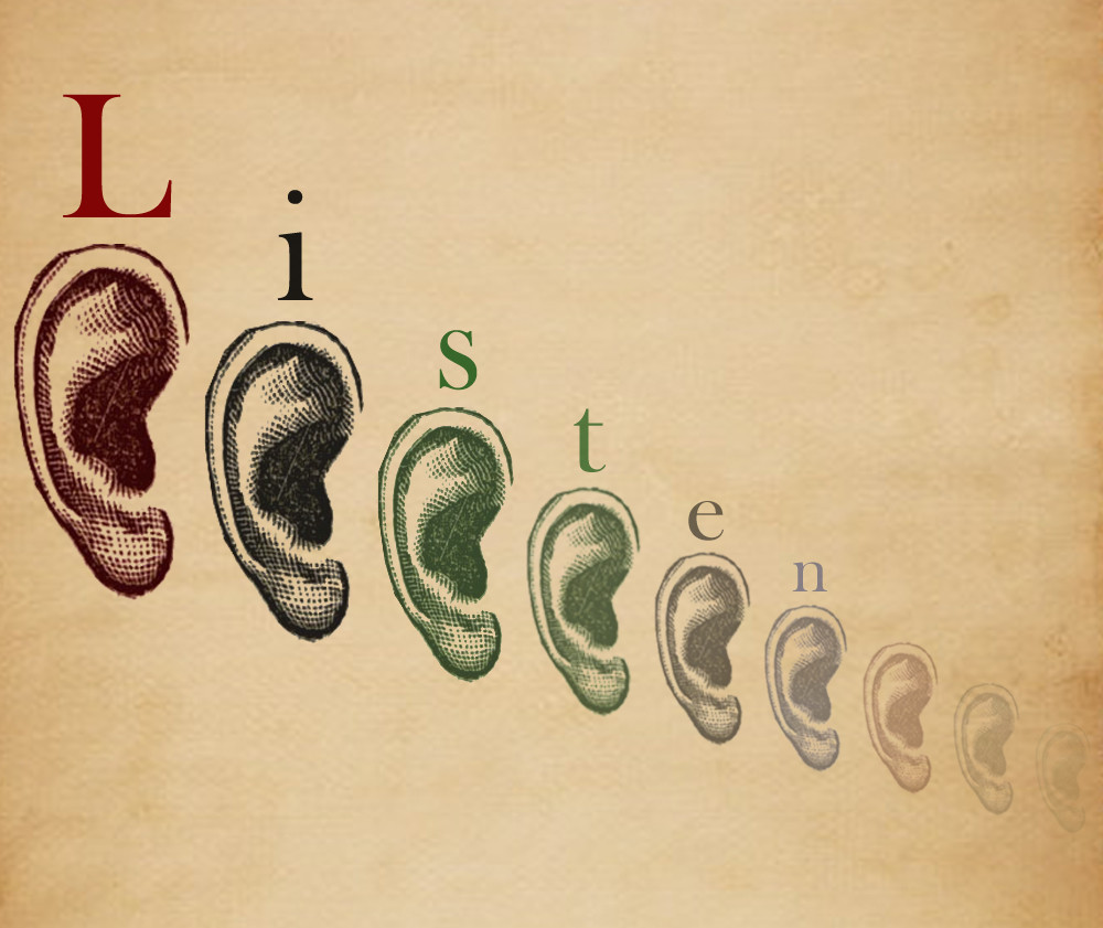 The word listen above ears