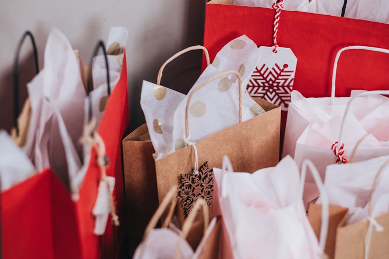 a bunch of gifts on a table