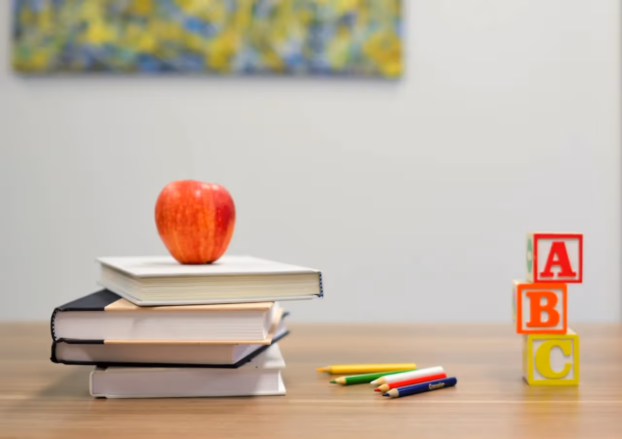 School supplies sitting on a desk