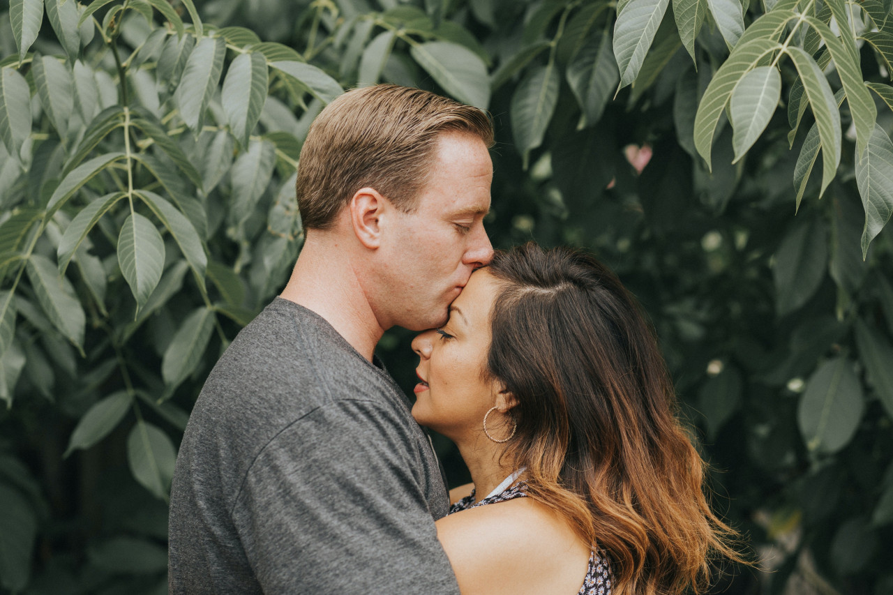 A couple sharing a hug.