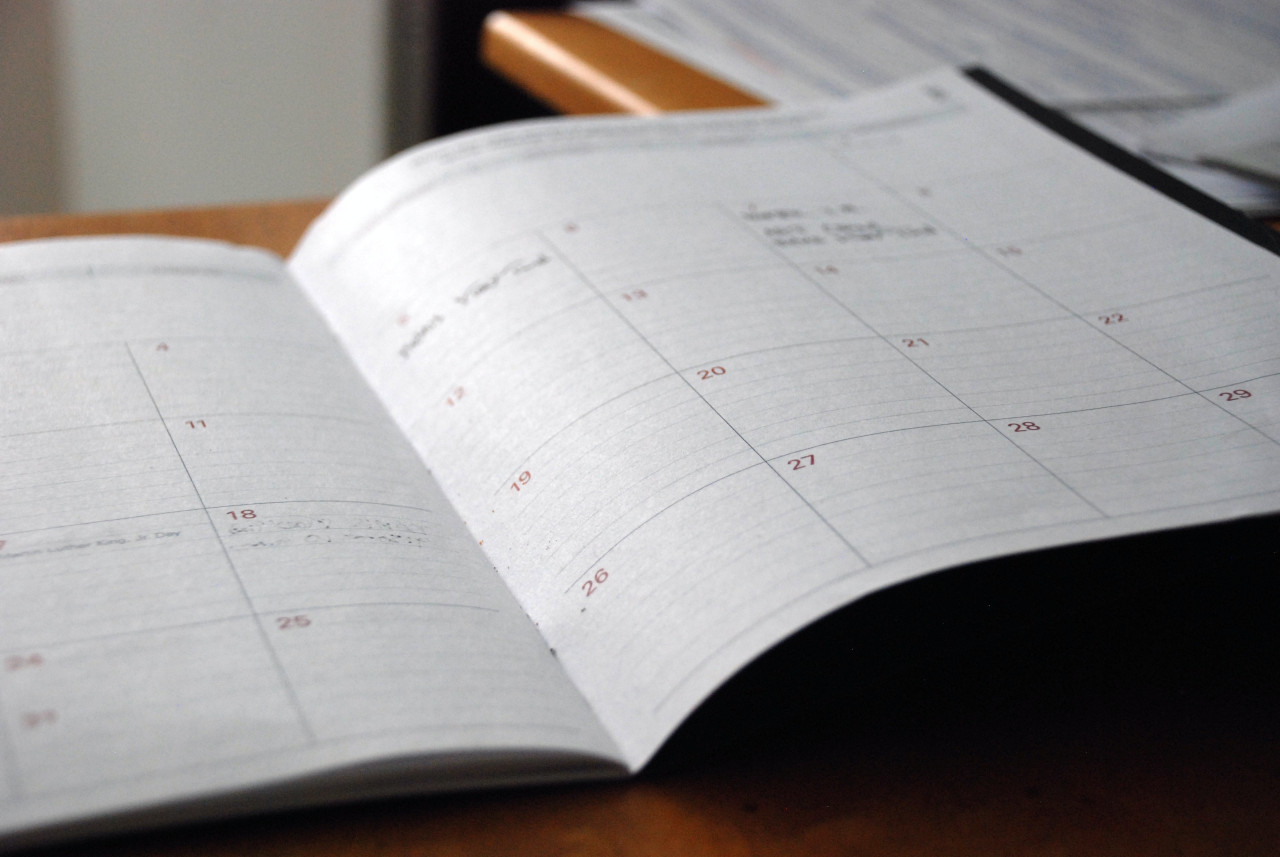 A schedule highlighting the routine for the day.