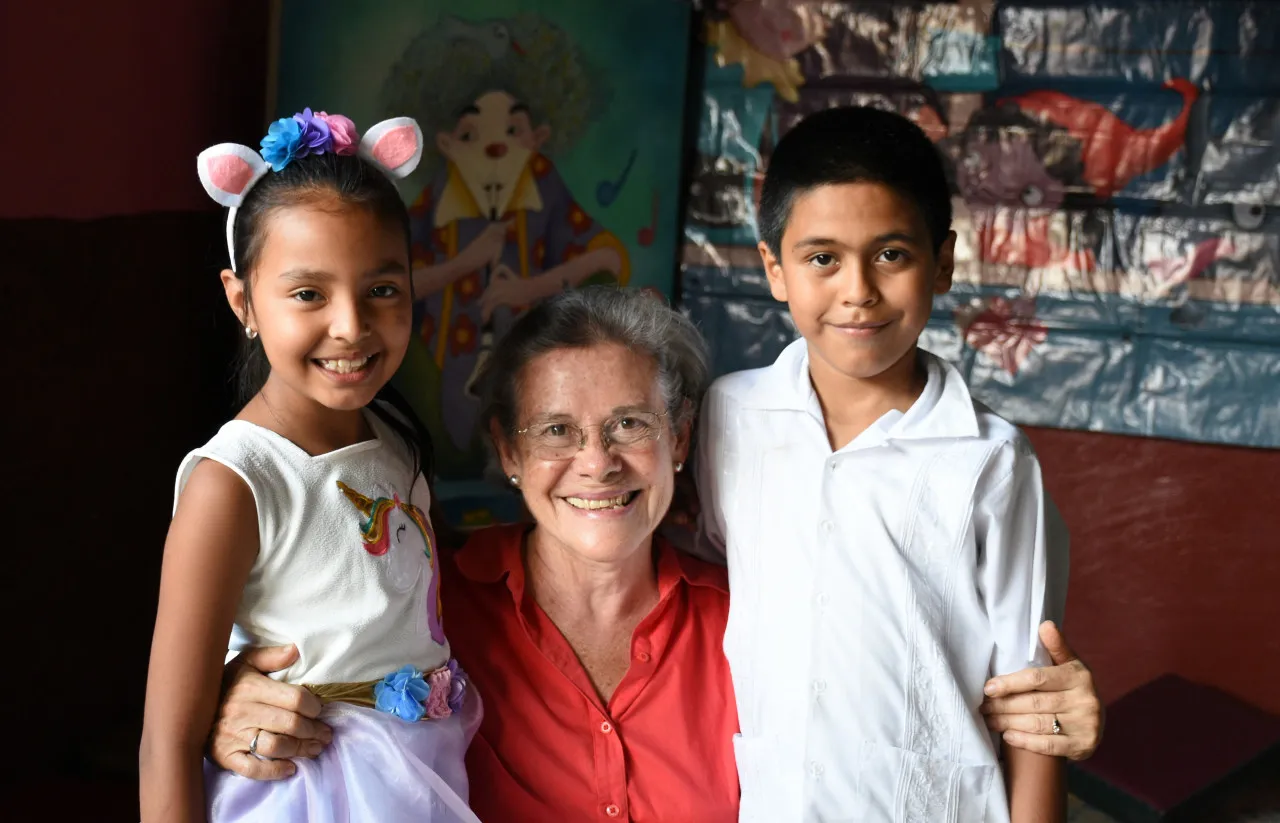 A teacher with her students.