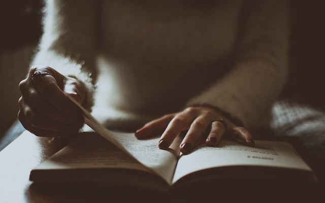 woman reading Bible