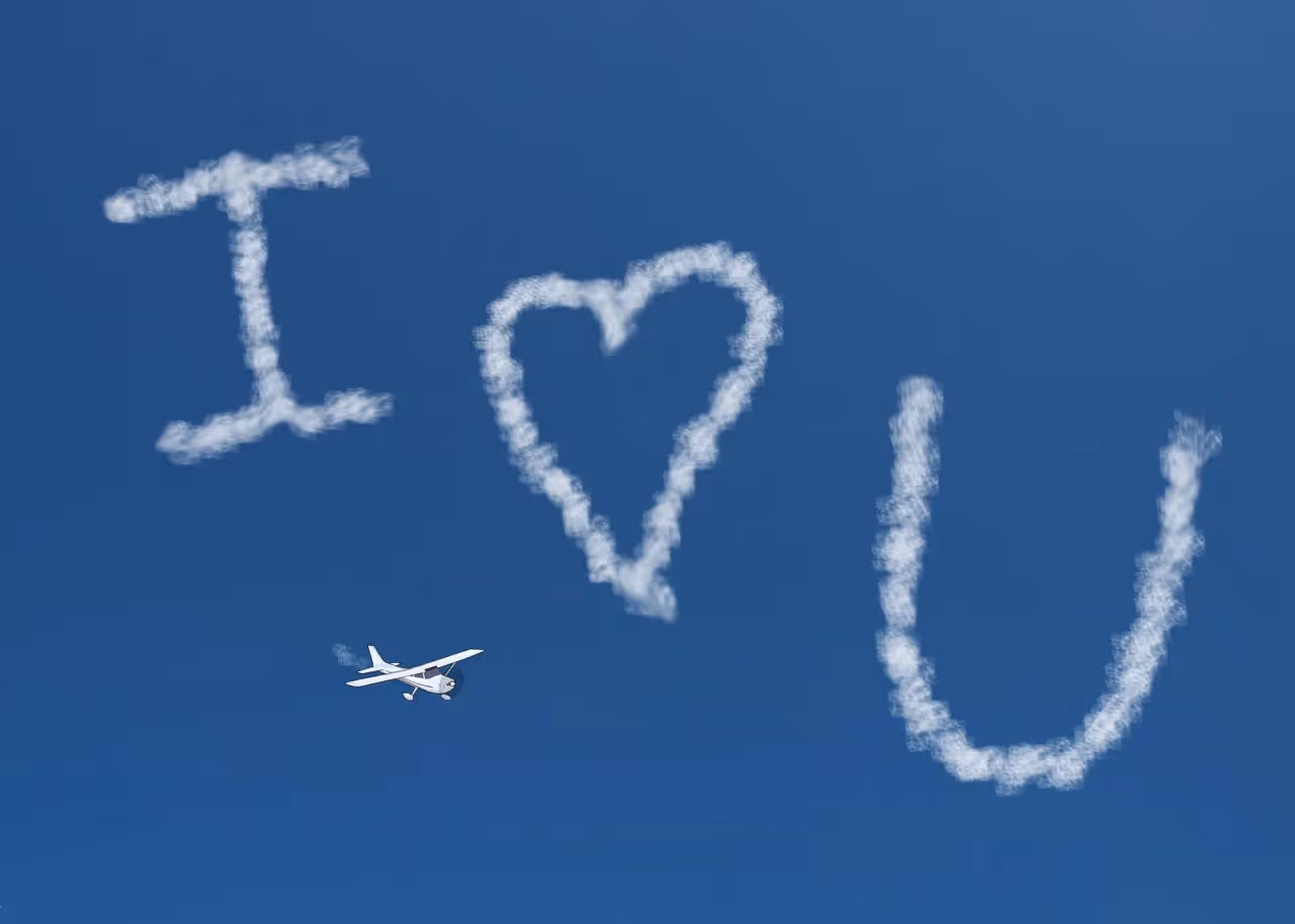 A plane sky writing 