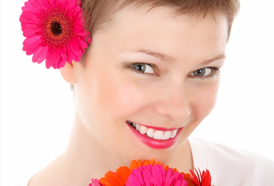 Woman with flowers