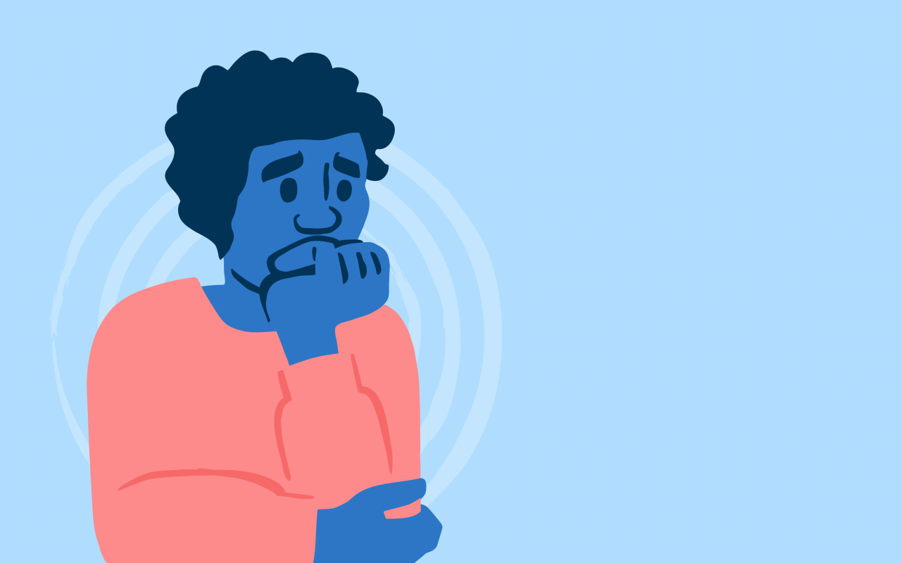 Cartoon drawing of an anxious person