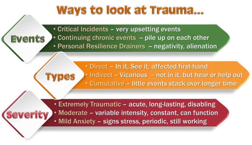 Diagram showing ways to look at Trauma