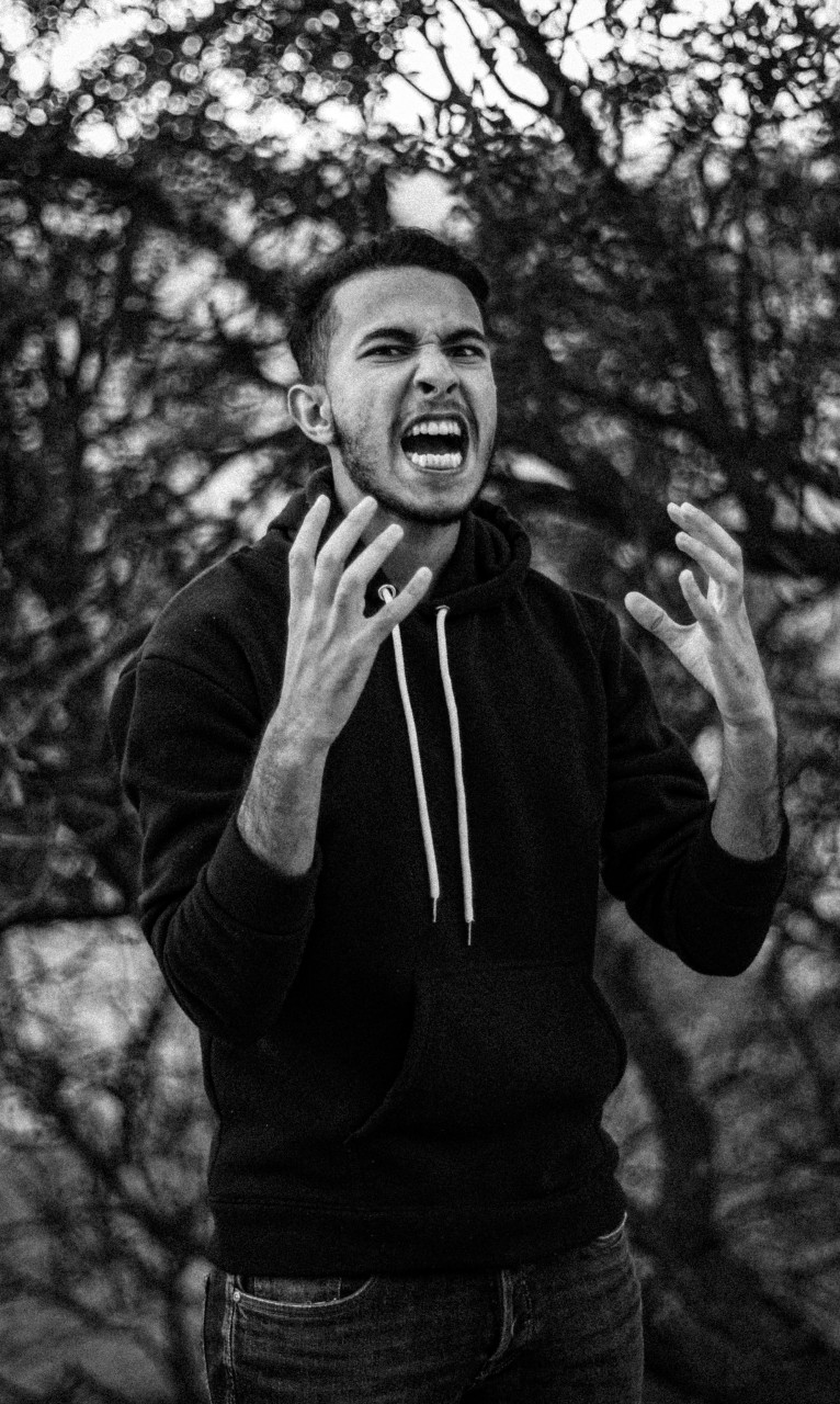 A man in the middle of his meltdown.
