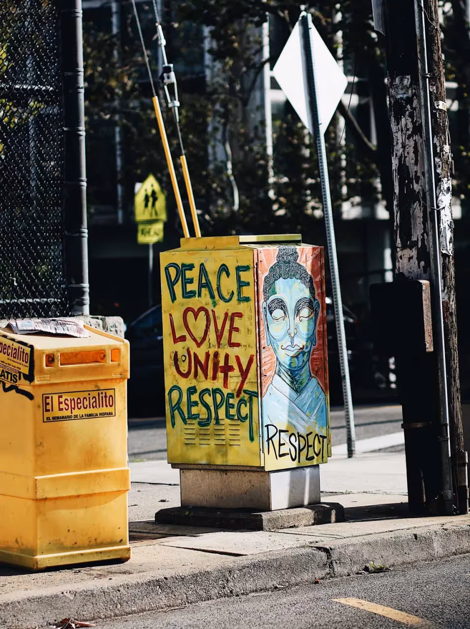 street art that says peace love unity and respect