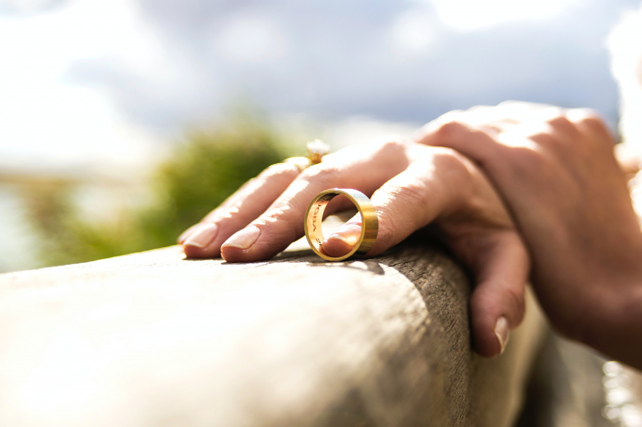 a hand taking off a wedding band