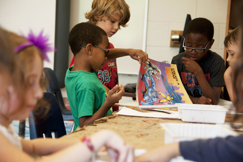 children working together in class