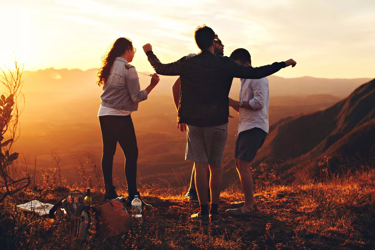 Young adults outdoors during a counseling session