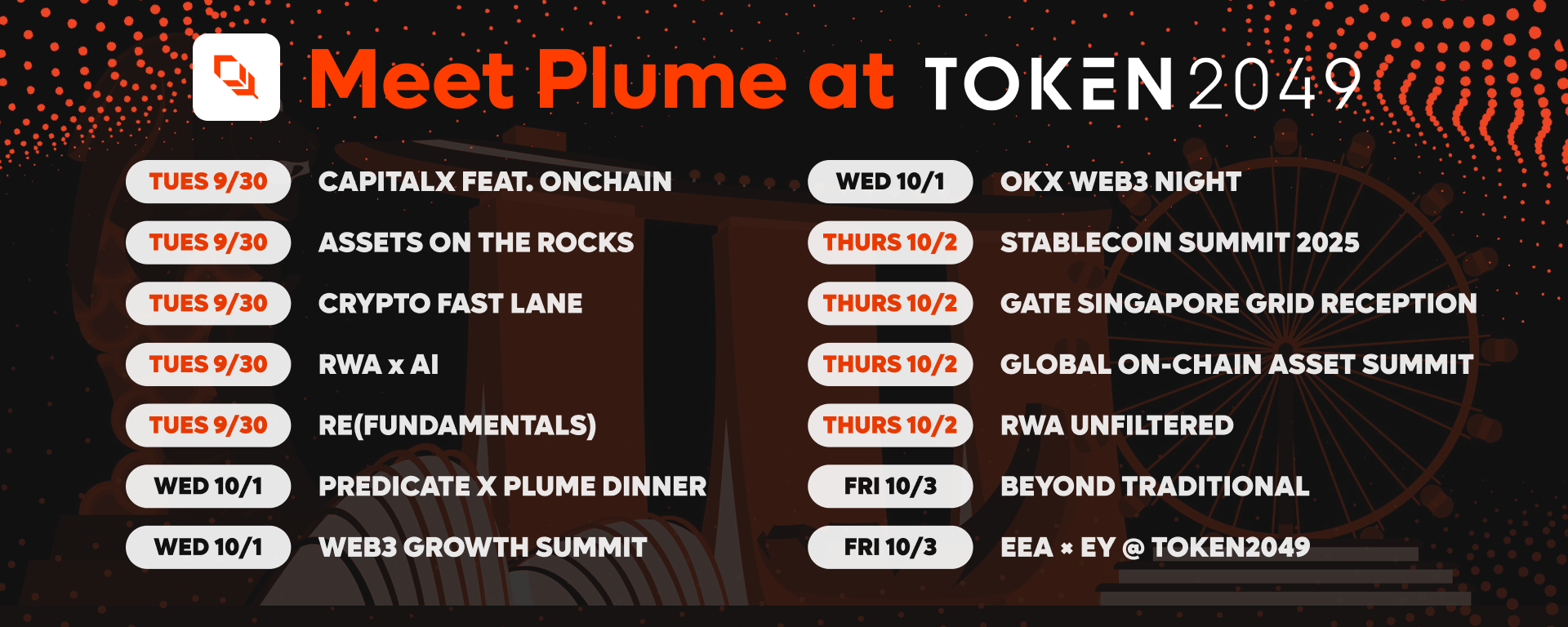 TOKEN2049 Singapore: Plume Edition