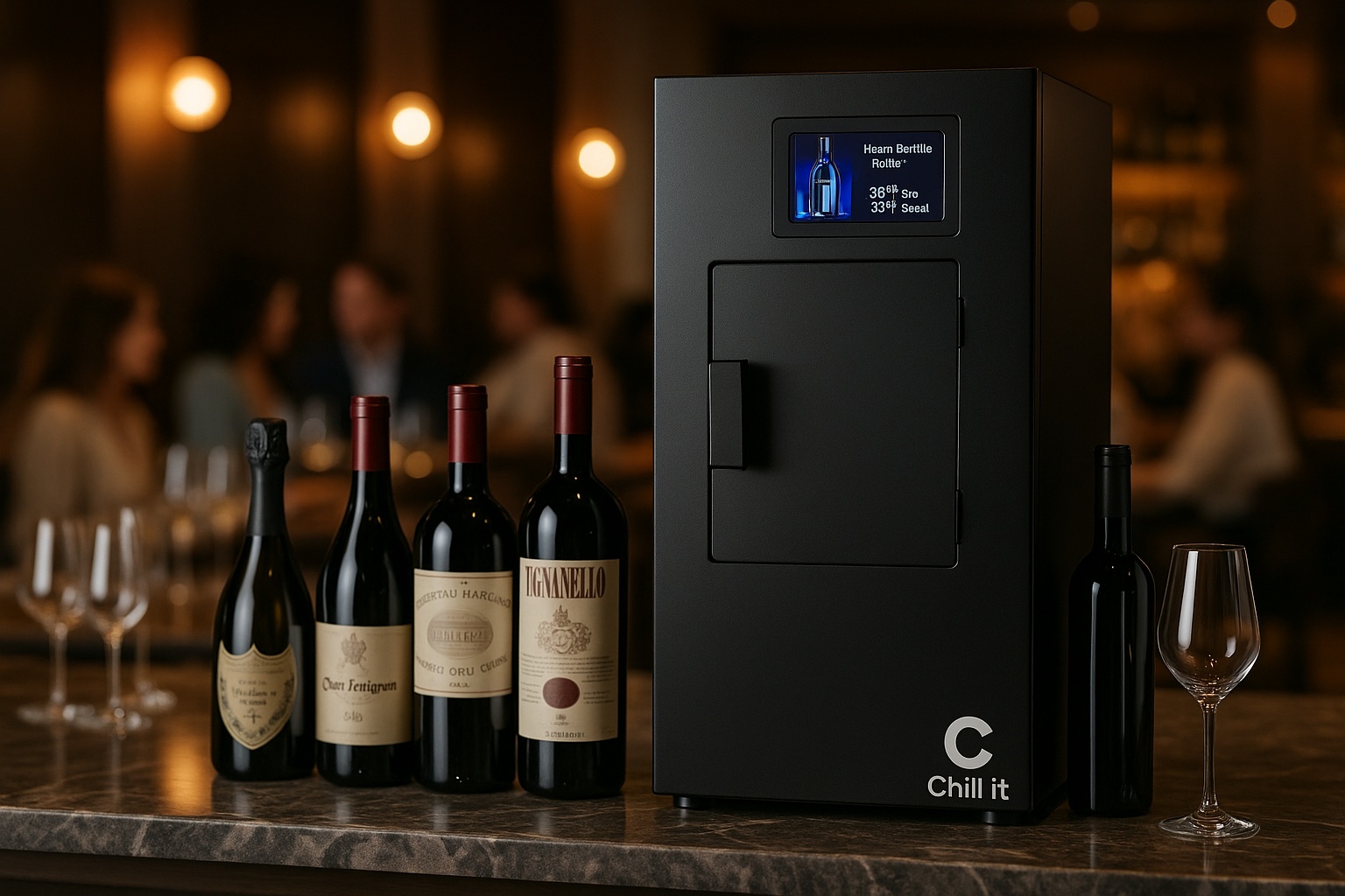 Máquina Chill It Wine instalada en un restaurante junto a la cava de vinos
