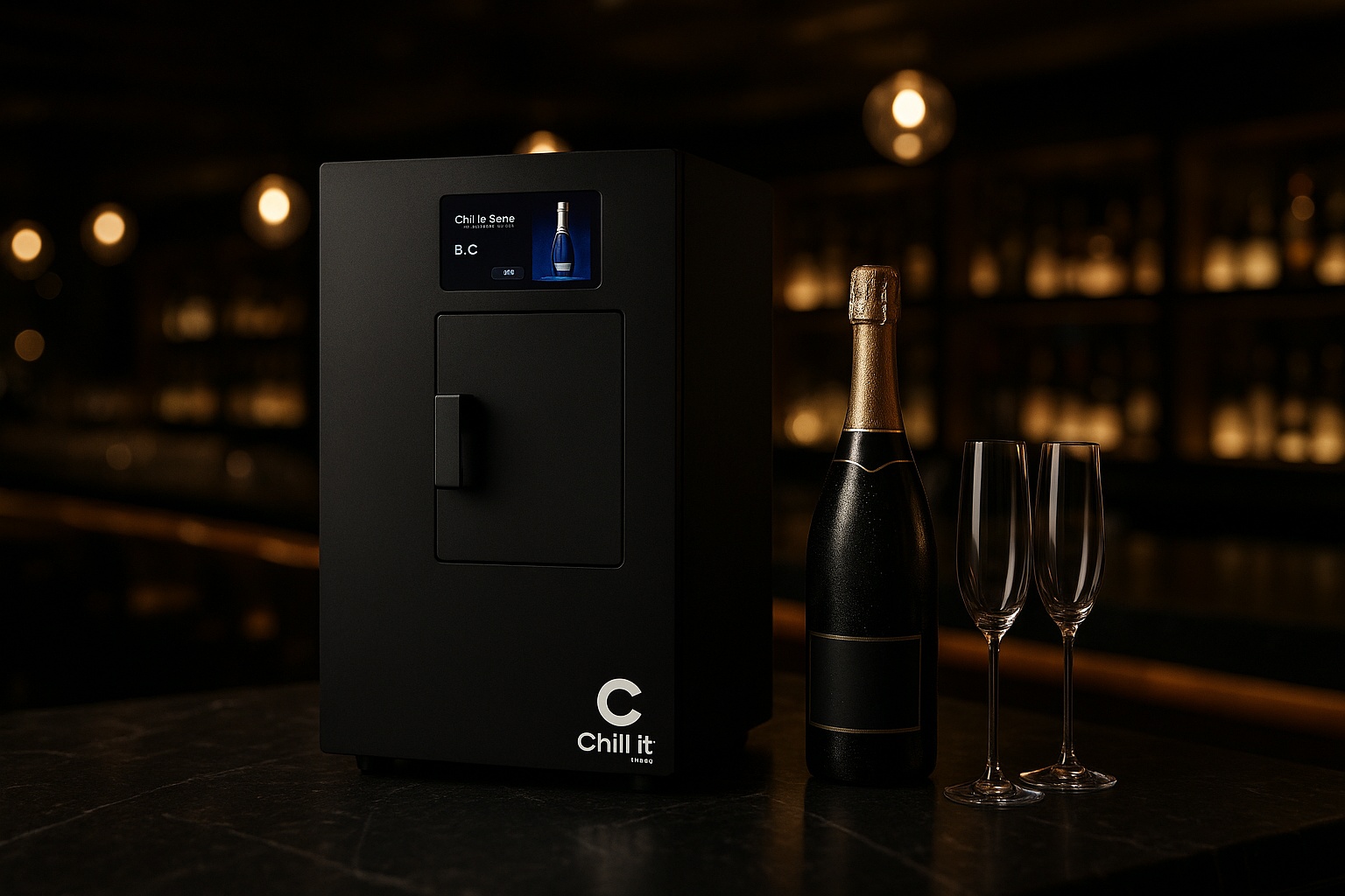 Máquina Chill It Wine instalada en un restaurante junto a la cava de vinos