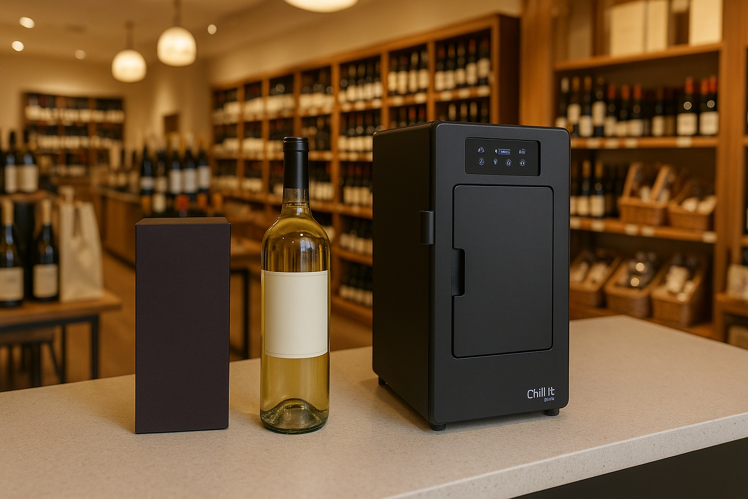 Máquina Chill It Wine instalada en un restaurante junto a la cava de vinos