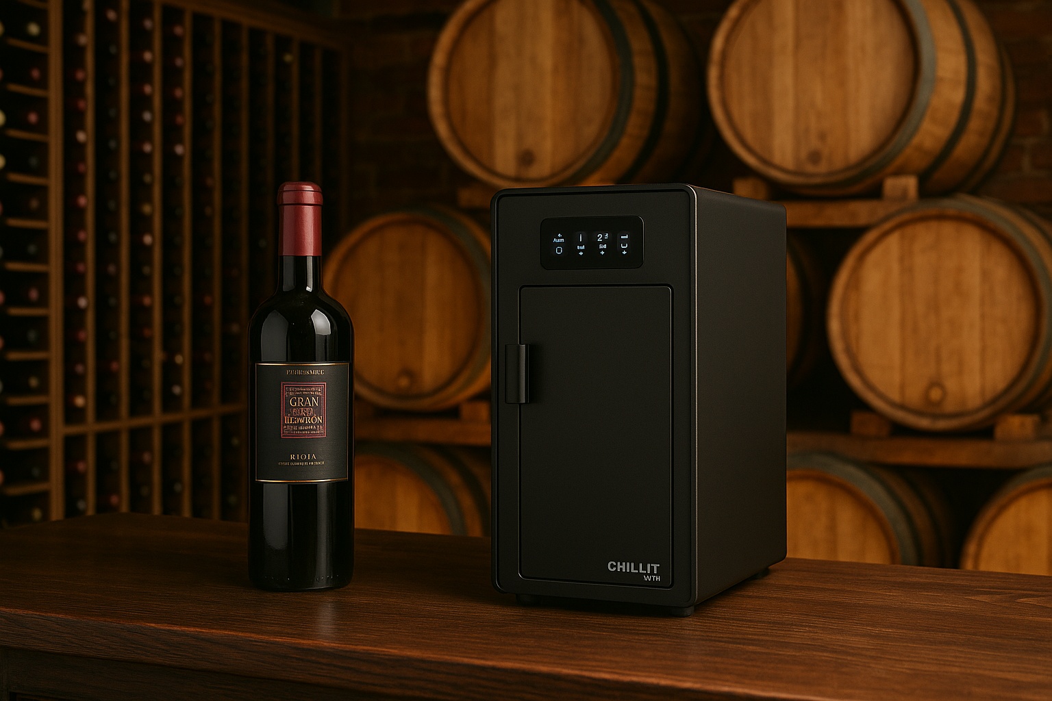 Máquina Chill It Wine instalada en un restaurante junto a la cava de vinos