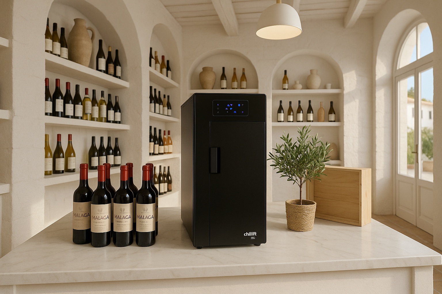 Máquina Chill It Wine instalada en un restaurante junto a la cava de vinos