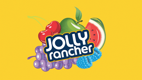 Gif of the Jolly Rancher logo on yellow