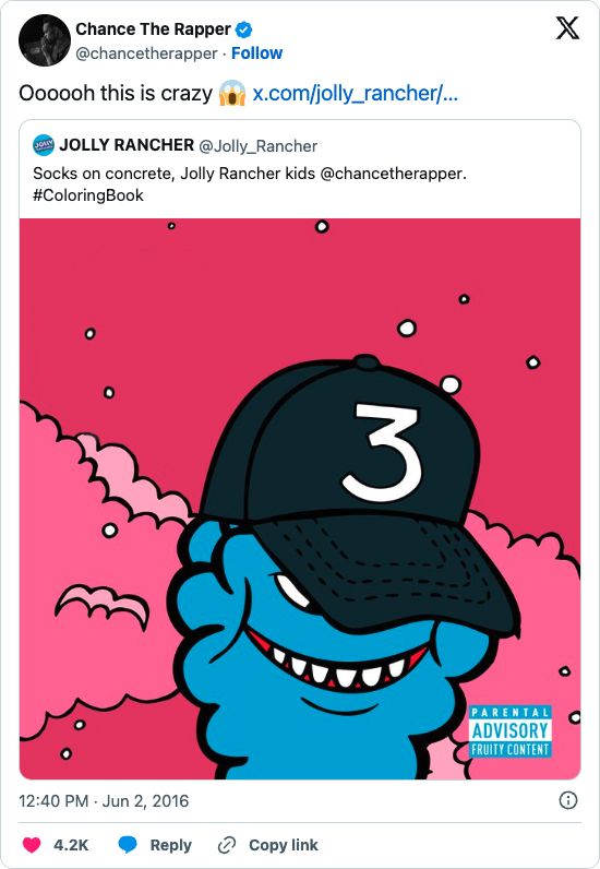 Jolly Rancher Chance the Rapper tweet