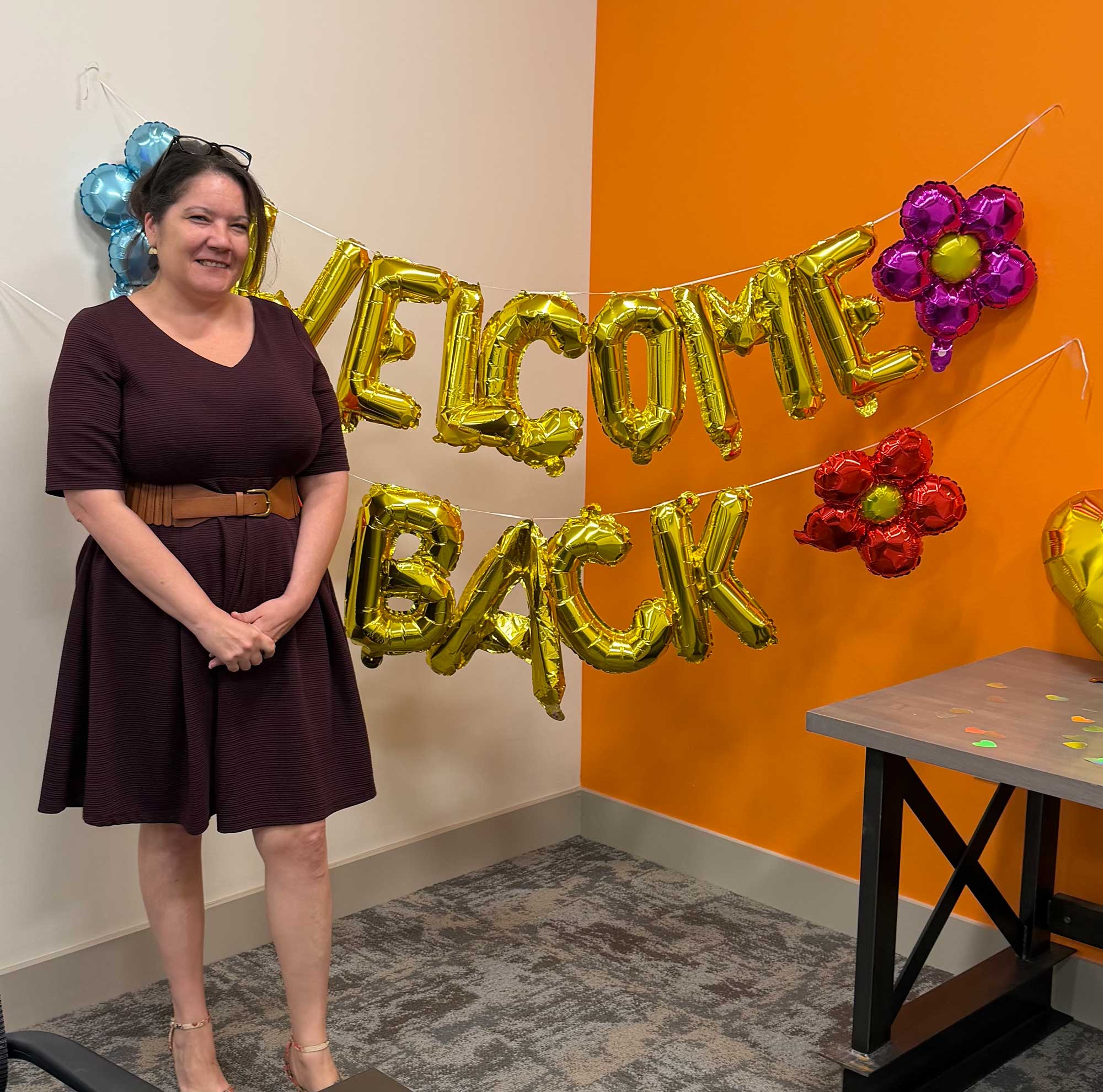 The THS team welcomes Conchita Tormas, accounting specialist, as she returns to the office.