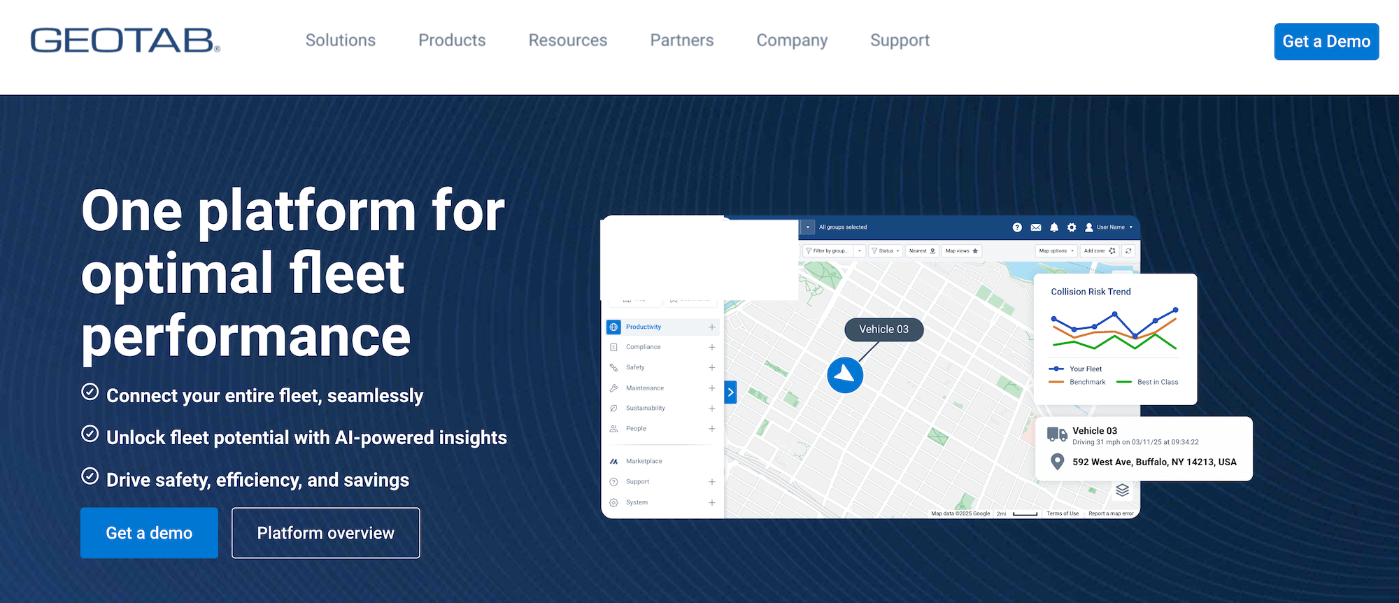 Geotab homepage: One platform for optimal fleet performance