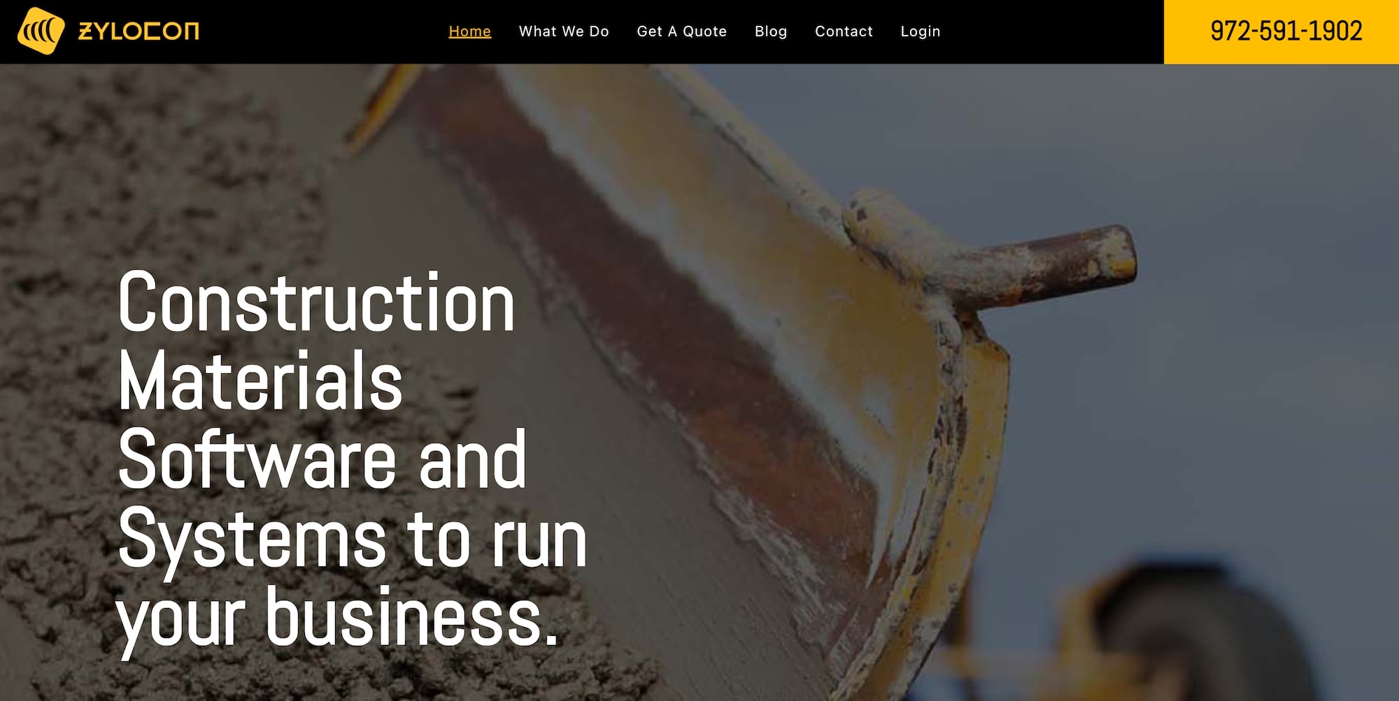 Zylocon homepage: Construction Materials Software and Systems to run your business