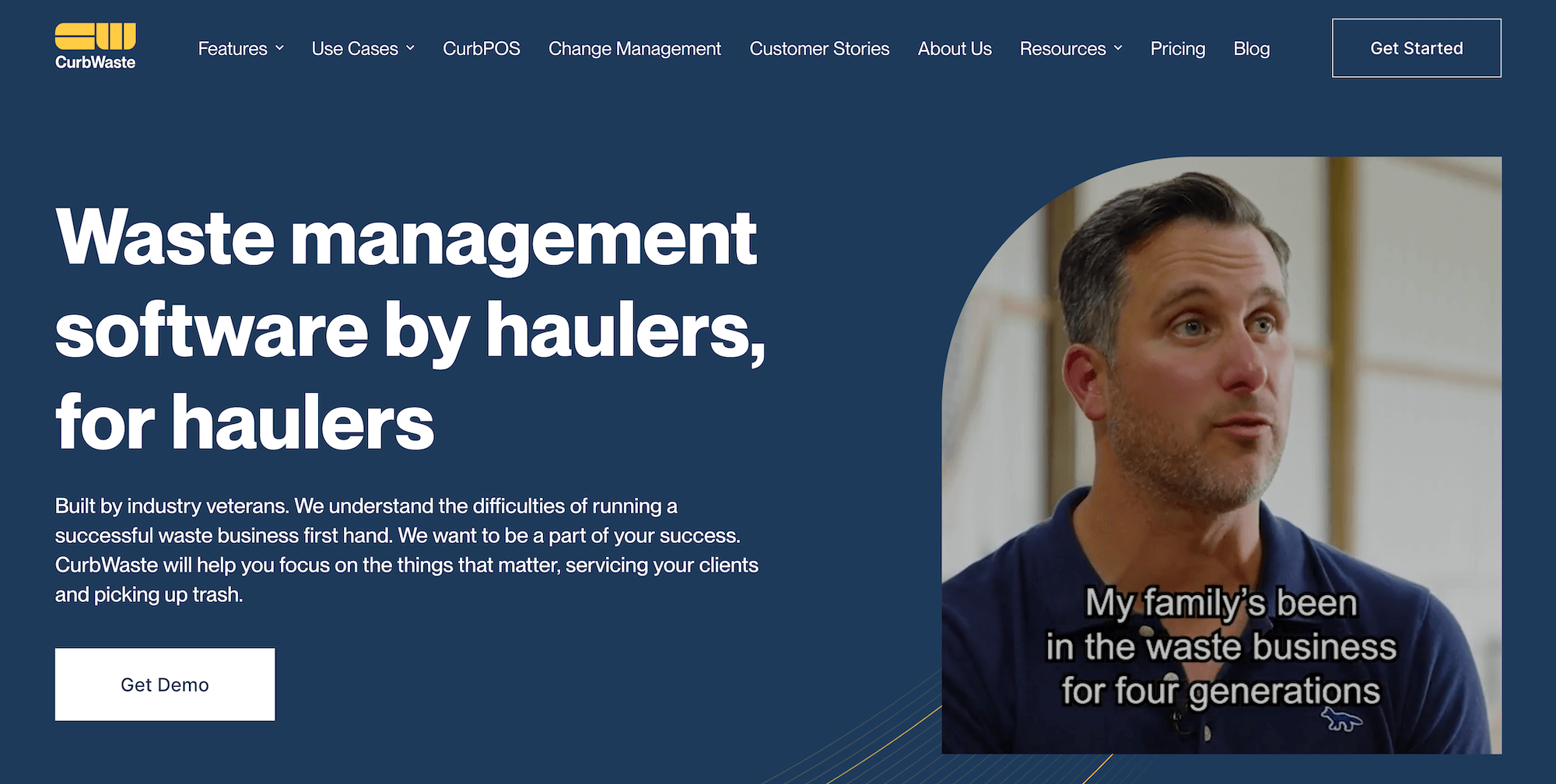 CurbWaste homepae: Waste management software by haulers, for haulers