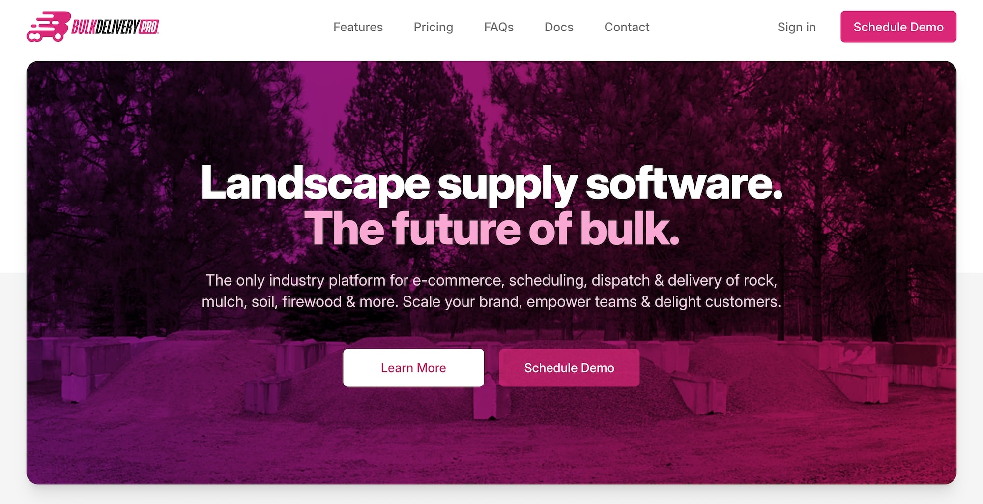 BulkDelivery PRO homepage: Landscape supply software. The future of bulk.