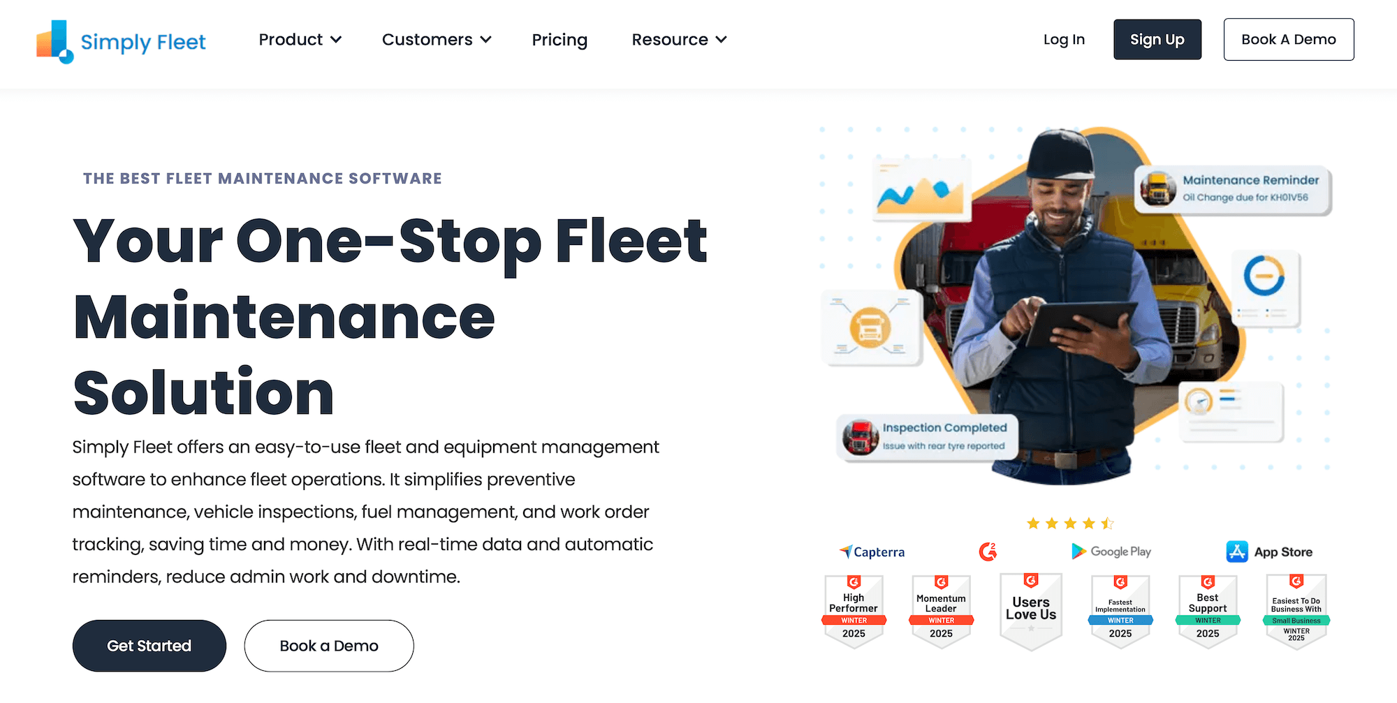 Simply Fleet homepage: Your One-Stop Fleet Maintenance Solution