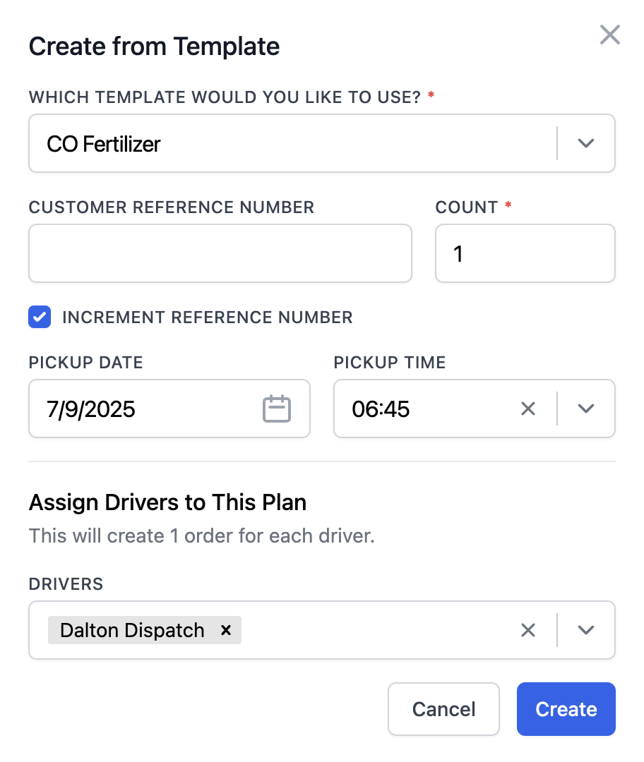 Create from Template and Assign Drivers