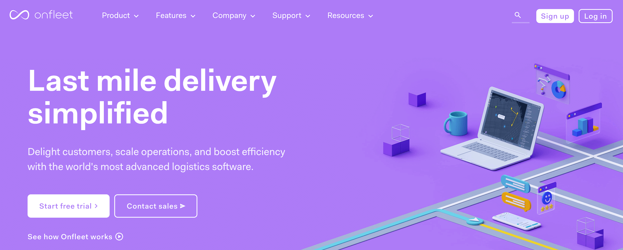 Onfleet homepage: Last mile delivery simplified