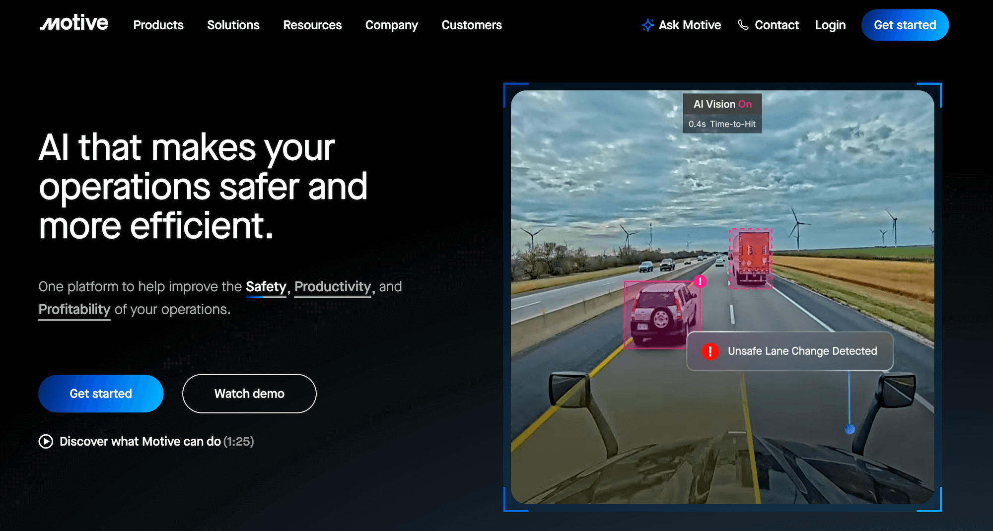 Motive homepage: AI that makes your operations safer and more efficient.