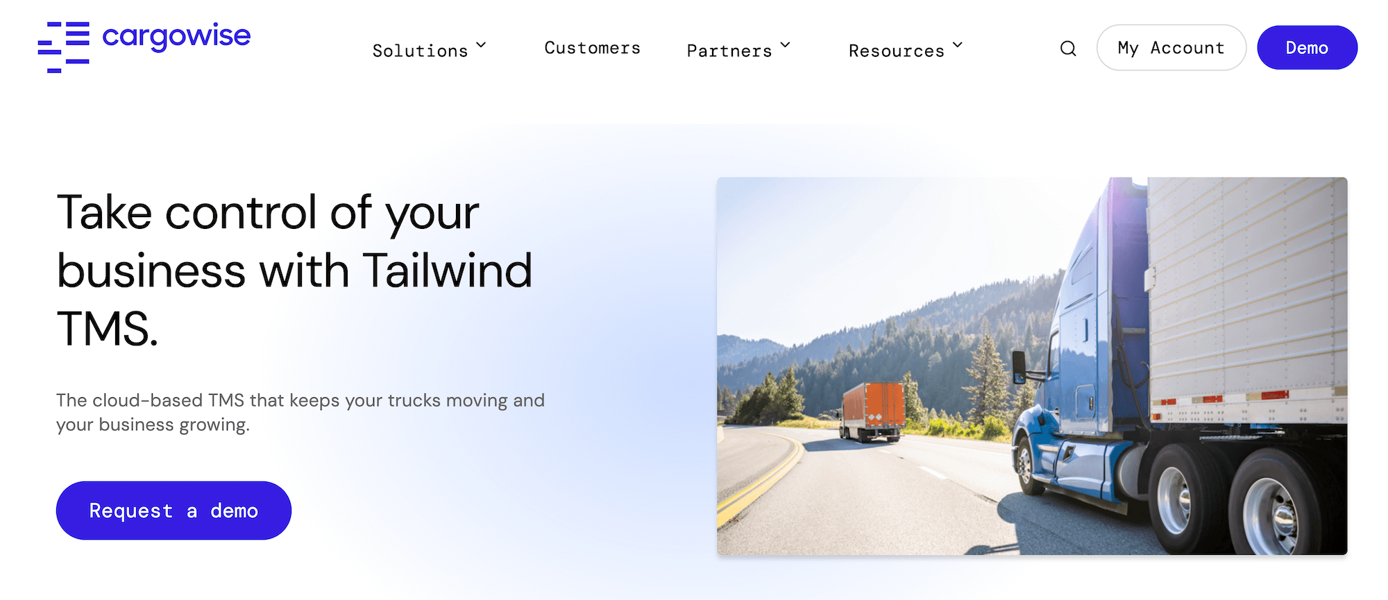 Tailwind TMS by Cargowise homepage: Take control of your business