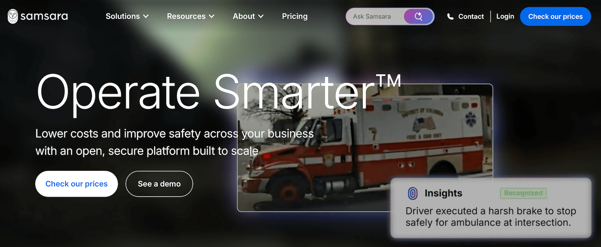 Samsara homepage: Operate Smarter