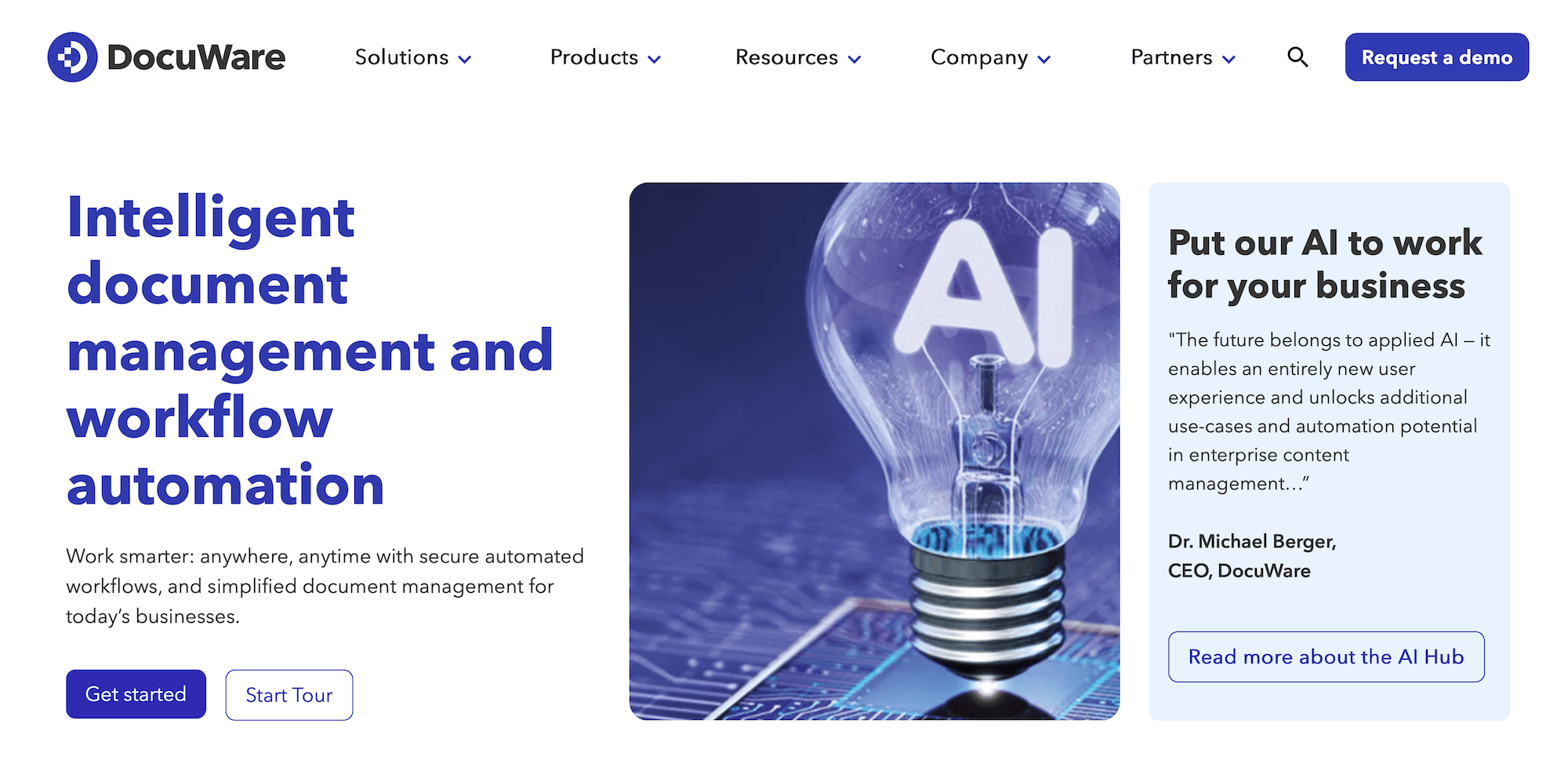 DocuWare homepage: Intelligent document management and workflow automation