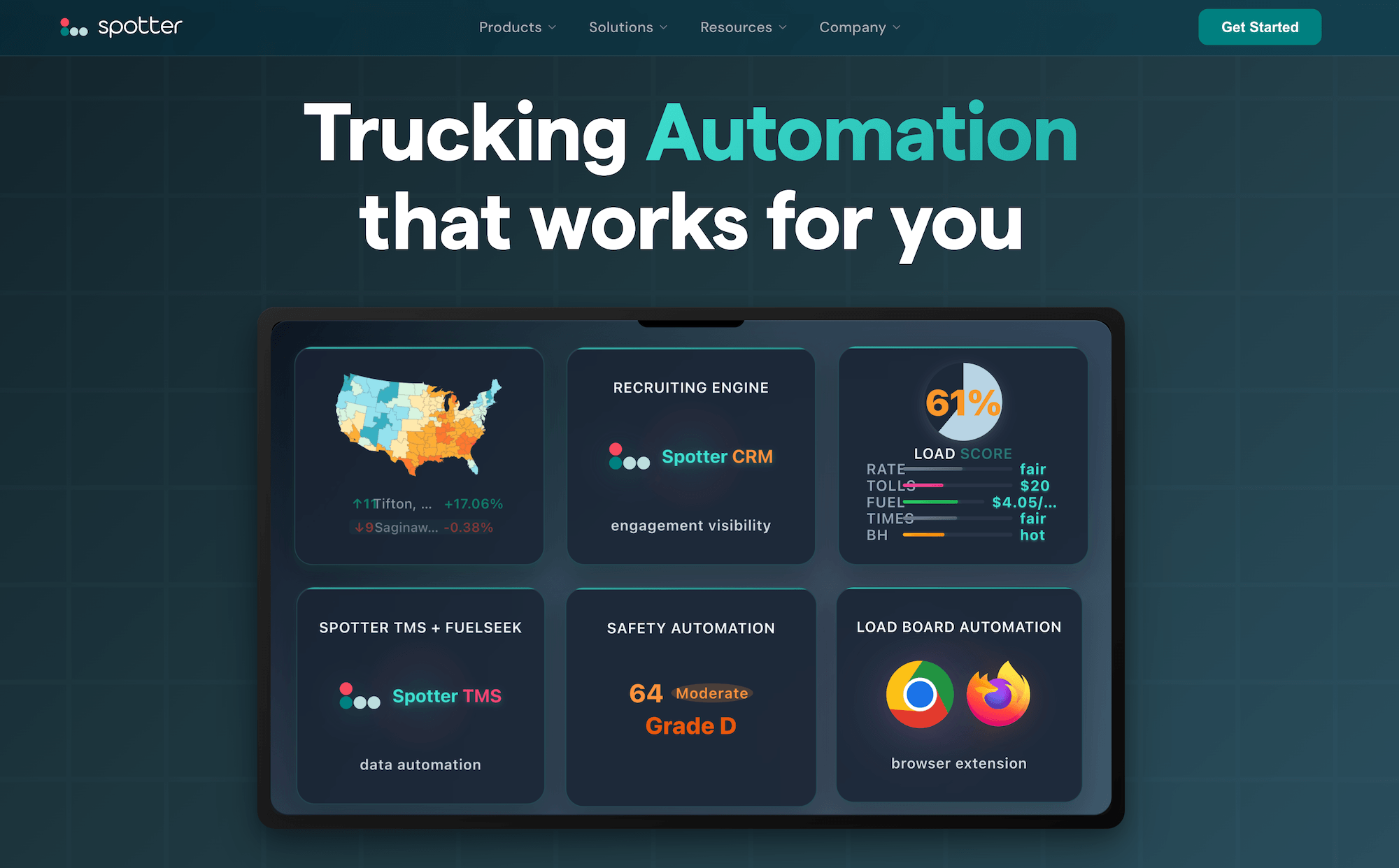 Spotter.ai homepage: Trucking Automation that works for you