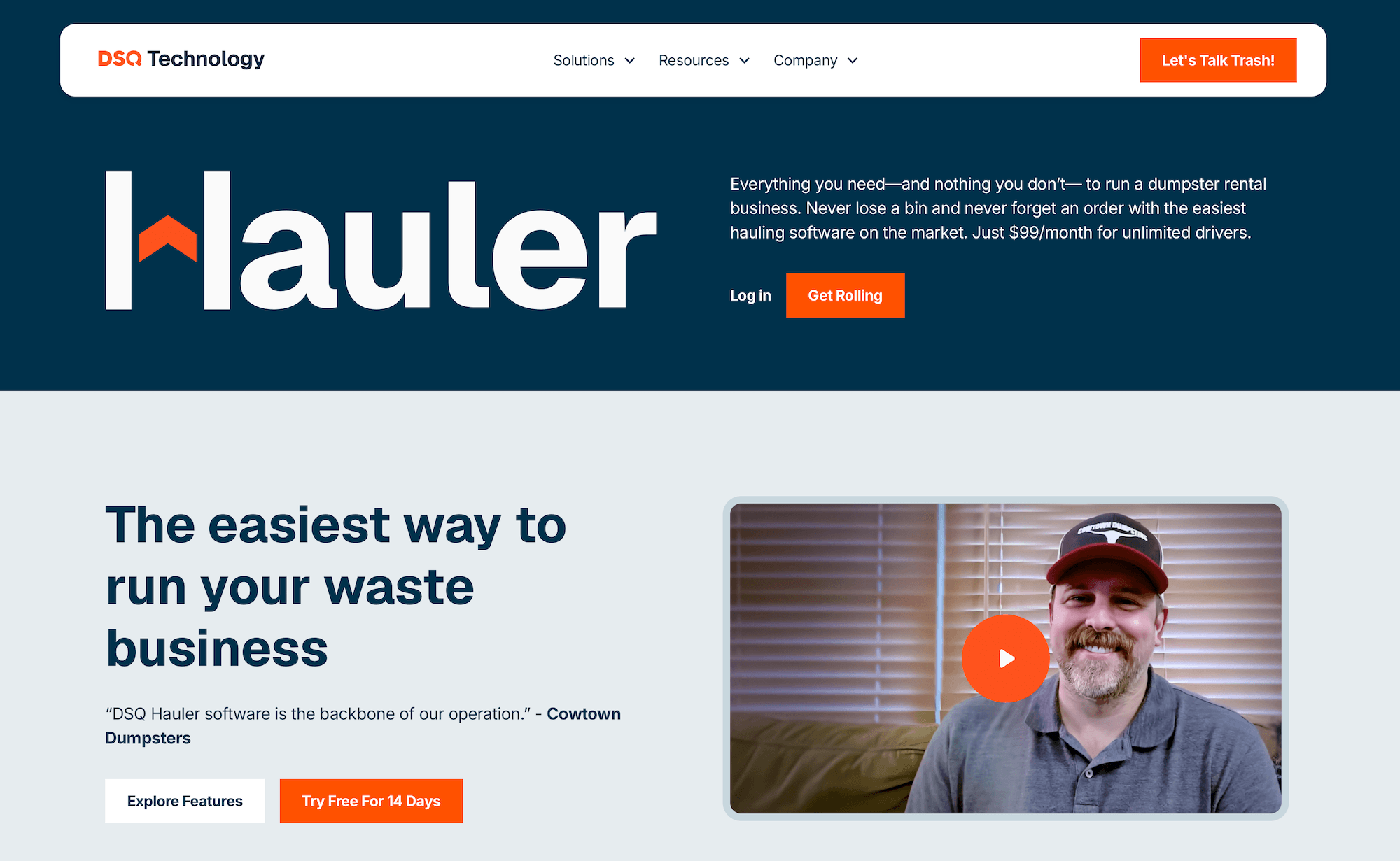 DSQ Hauler homepage: The easiest way to run your waste business