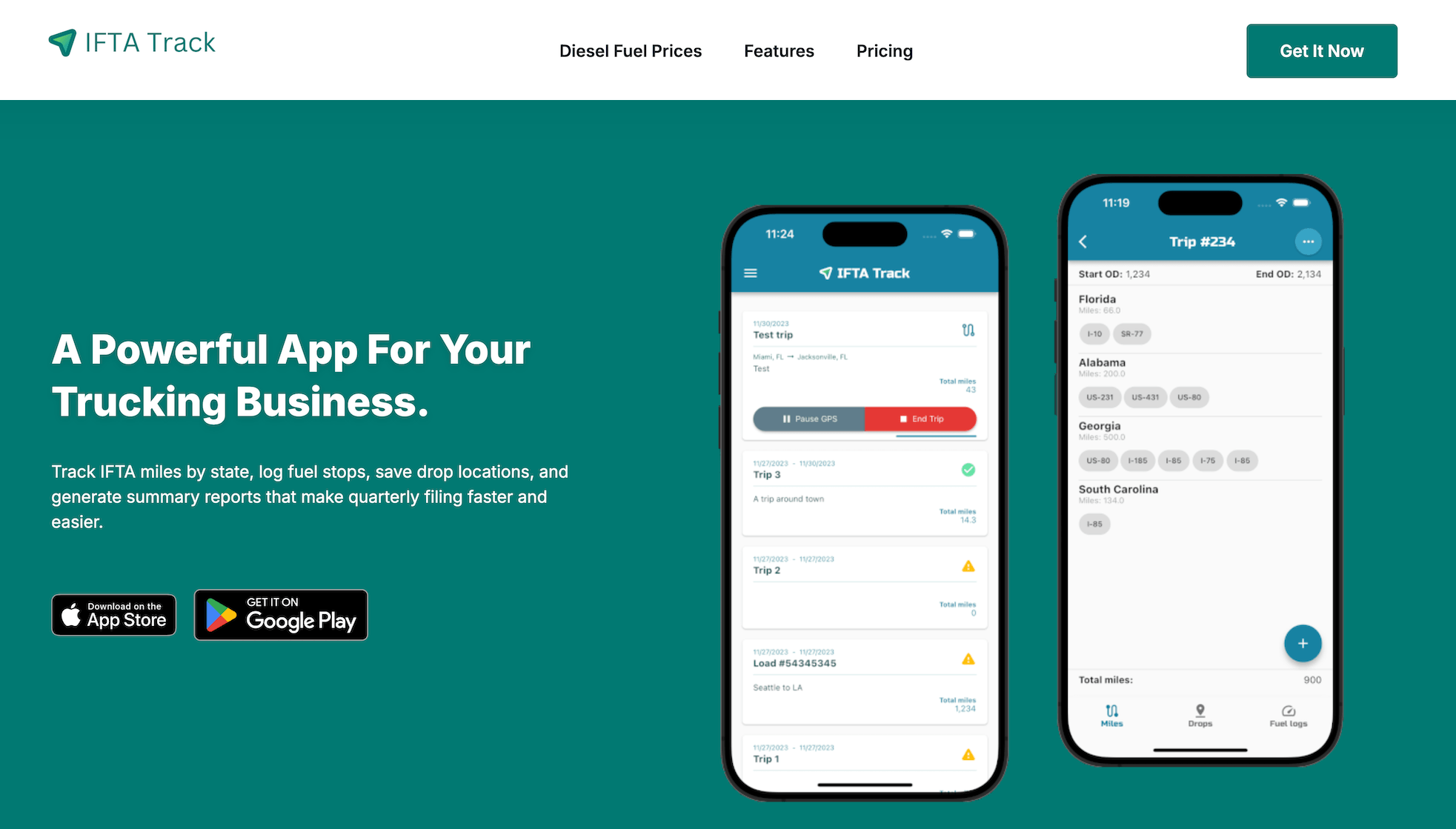IFTA Track homepage: A Powerful App for Your Trucking Business
