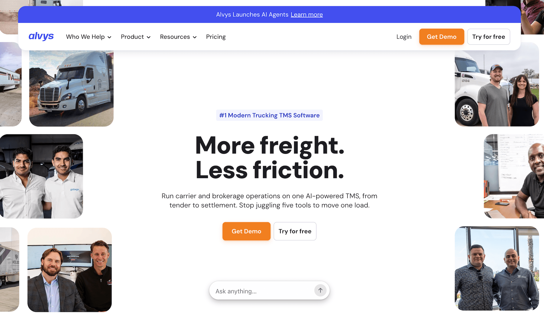 Alvys homepage: More freight. Less friction.