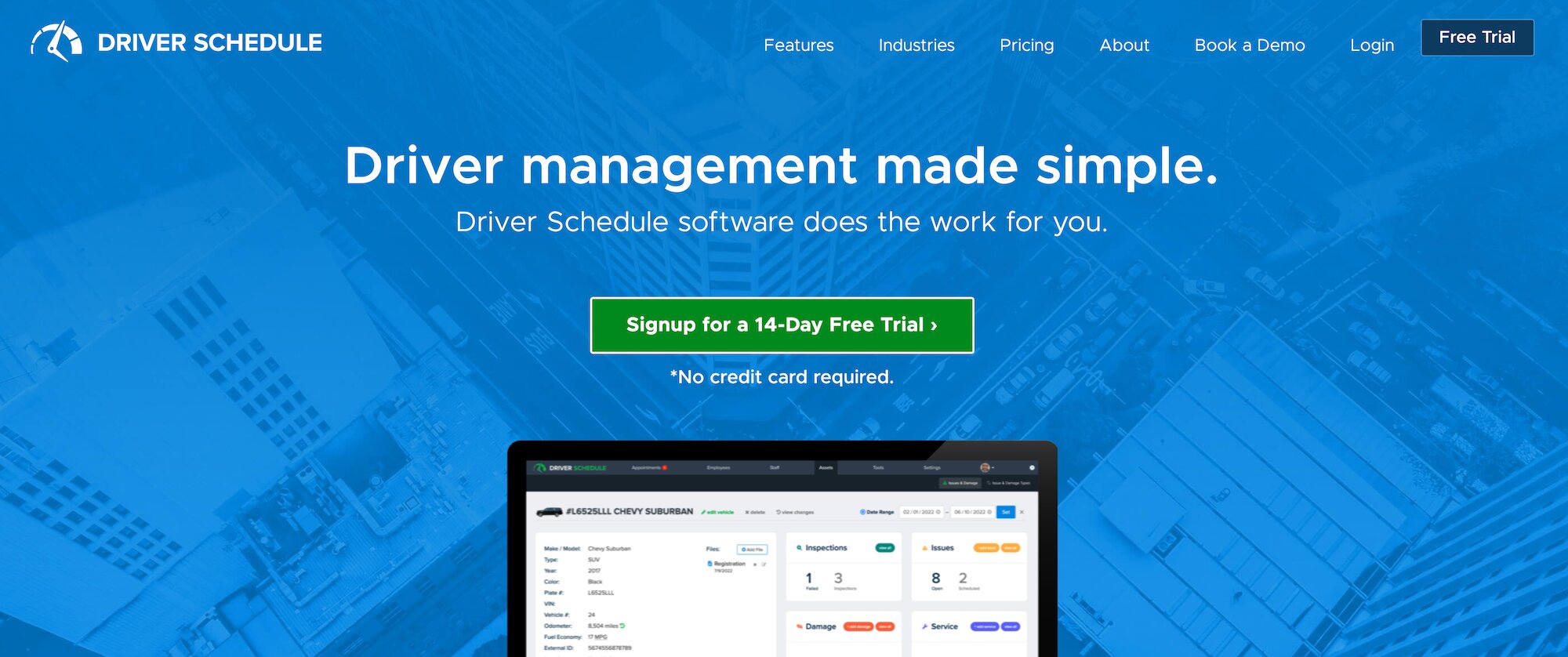 Driver Schedule homepage: Driver management made simple.